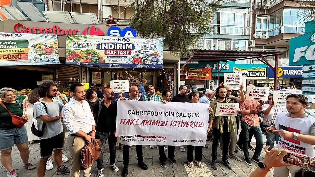 İzmir Carrefour Hatay Şubesi’nde işçiler hakları için eyleme başladı