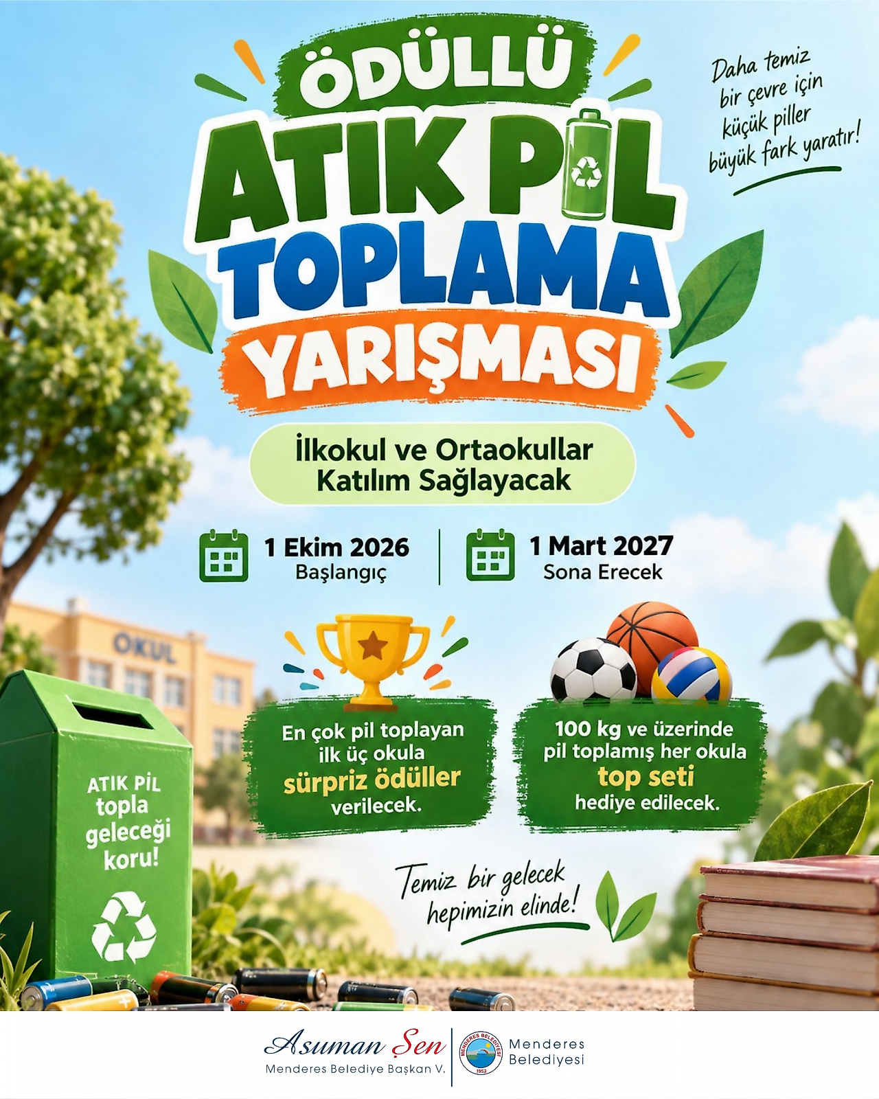 Menderes'te ödüllü atık pil toplama yarışması