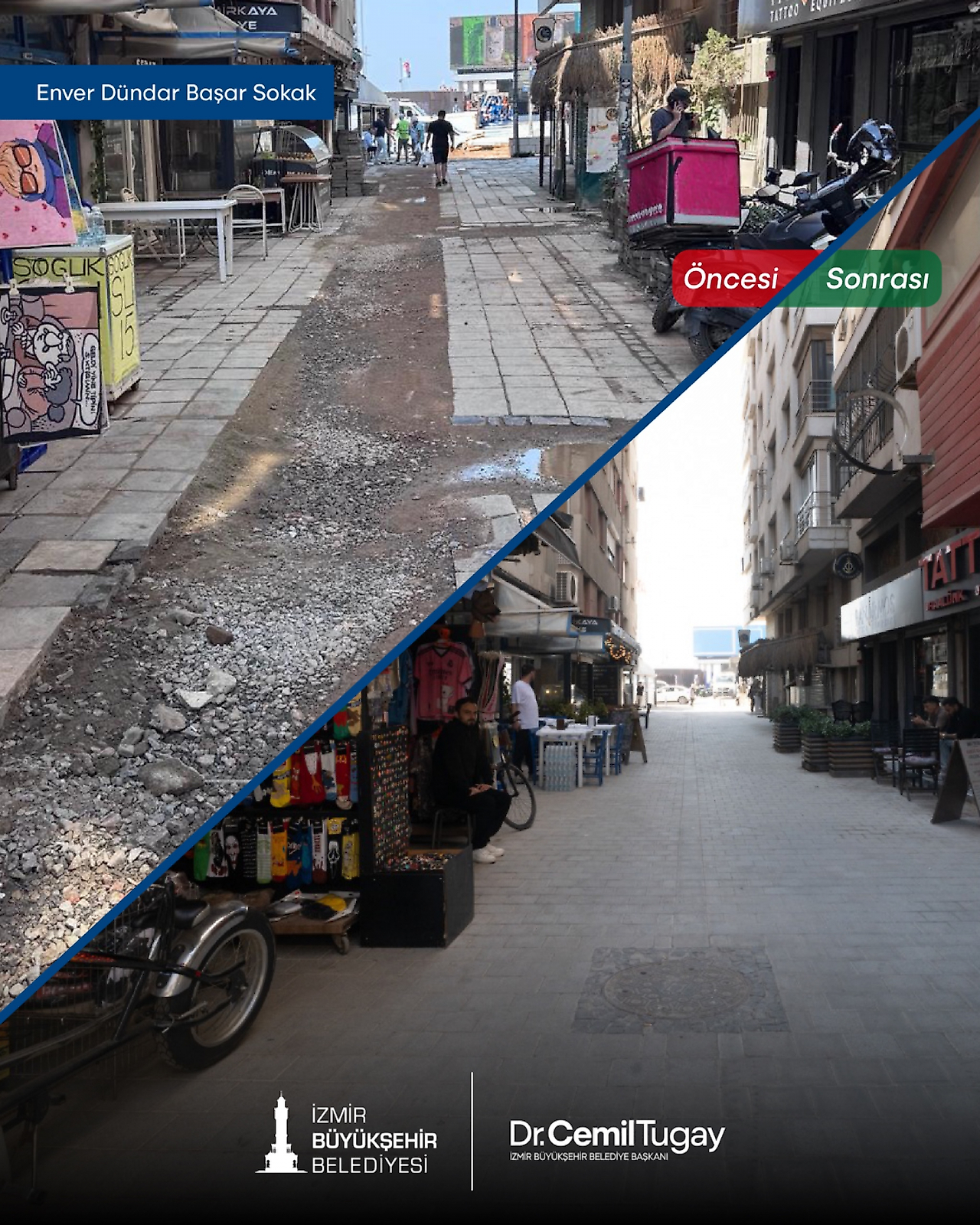Alsancak Kıbrıs Şehitleri Caddesi'nde zemin yenileniyor