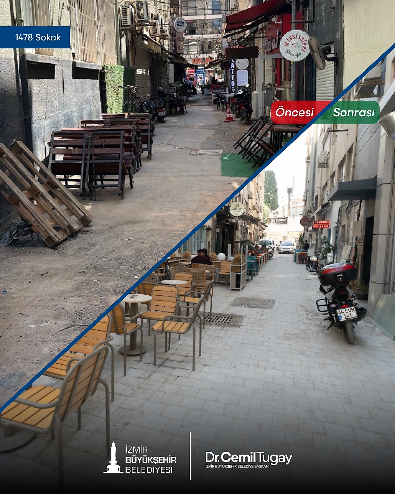 Alsancak Kıbrıs Şehitleri Caddesi'nde zemin yenileniyor