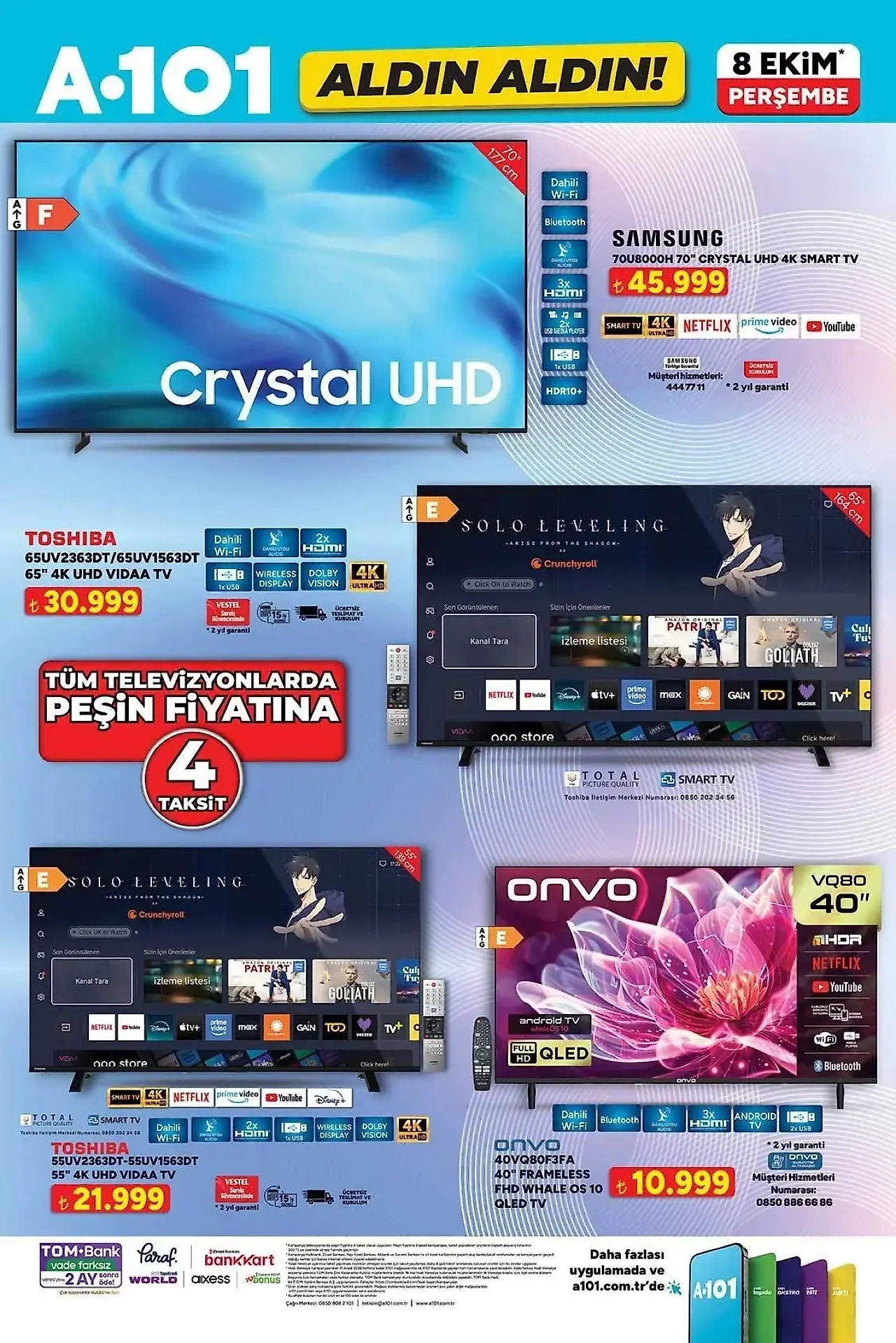 A101 8 Ekim aktüel kataloğu açıklandı: Televizyondan elektrikli araca dikkat çeken fiyatlar!