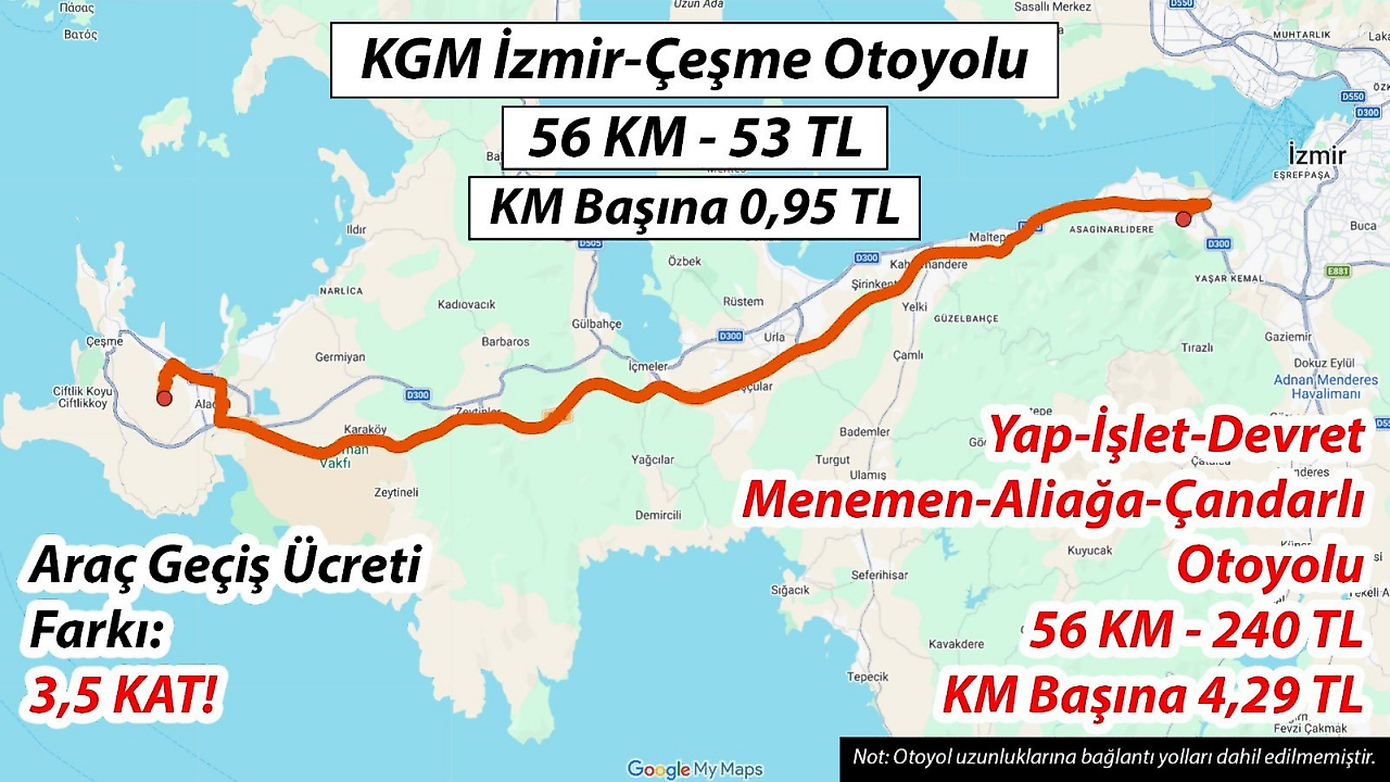 İzmir-Çeşme Otoyolu'nda yüzde 350'lik artış iddiası