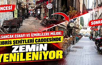 Alsancak Kıbrıs Şehitleri Caddesi'nde zemin yenileniyor
