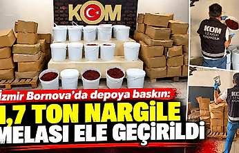 İzmir Bornova'da depoya baskın: 1,7 ton nargile melası ele geçirildi