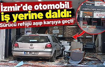 Konak'ta akılalmaz kaza: Otomobil önce karşı şeride, sonra dükkâna girdi!
