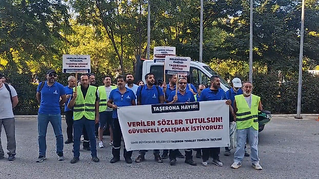 İzBB Meclisi önünde taşeron işçilerden eylem
