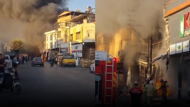 İzmir'de iş yeri yangını: Patlama sesleri paniğe neden oldu