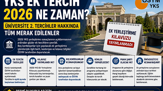 YKS ek tercih 2026 ne zaman? Üniversite 2. tercih tarihleri belli oldu mu, ek tercih kılavuzu yayımlandı mı?
