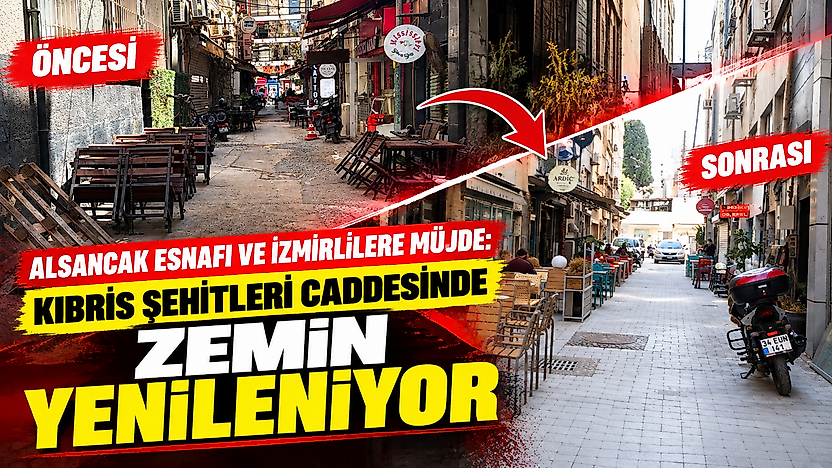 Alsancak Kıbrıs Şehitleri Caddesi'nde zemin yenileniyor