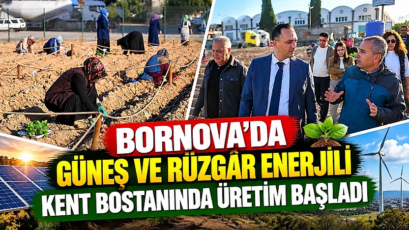 Bornova'da güneş ve rüzgâr enerjili kent bostanında üretim başladı