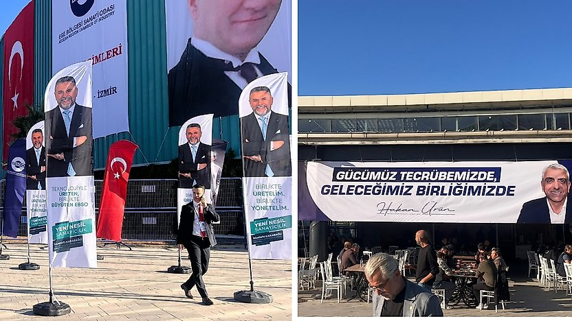 EBSO seçimlerinde Karabağlı'dan dikkat çeken hazırlık: Fuar İzmir'i bayraklarla donattı
