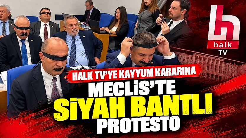 Halk TV'ye kayyum kararına Meclis'te siyah bantlı protesto