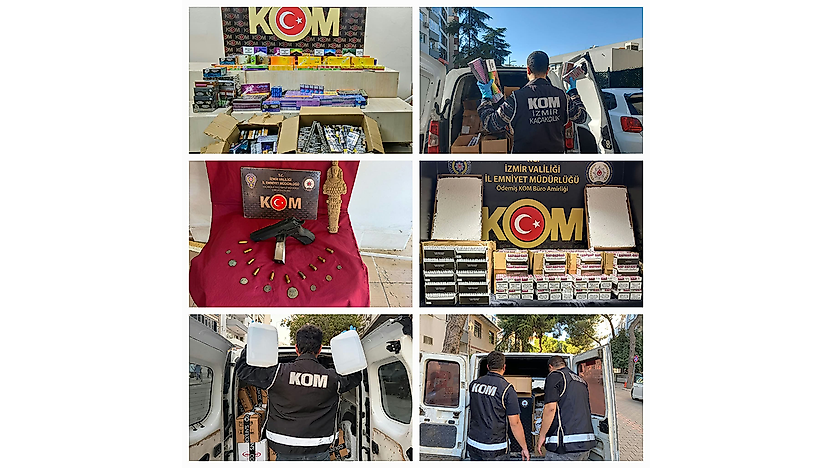 İzmir'de kaçakçılık operasyonu: Binlerce paket sigara ve yüzlerce litre alkol ele geçirildi