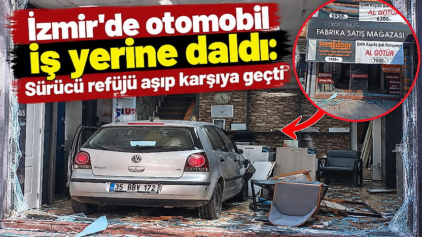 Konak'ta akılalmaz kaza: Otomobil önce karşı şeride, sonra dükkâna girdi!