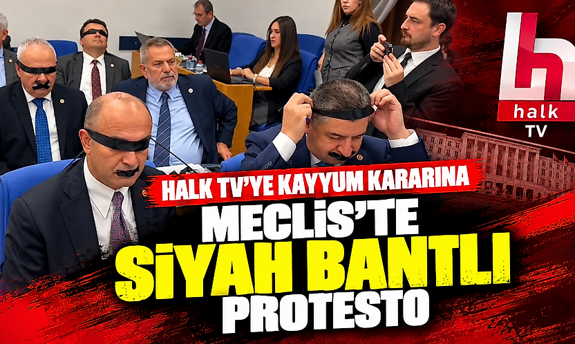Halk TV'ye kayyum kararına Meclis'te siyah bantlı protesto