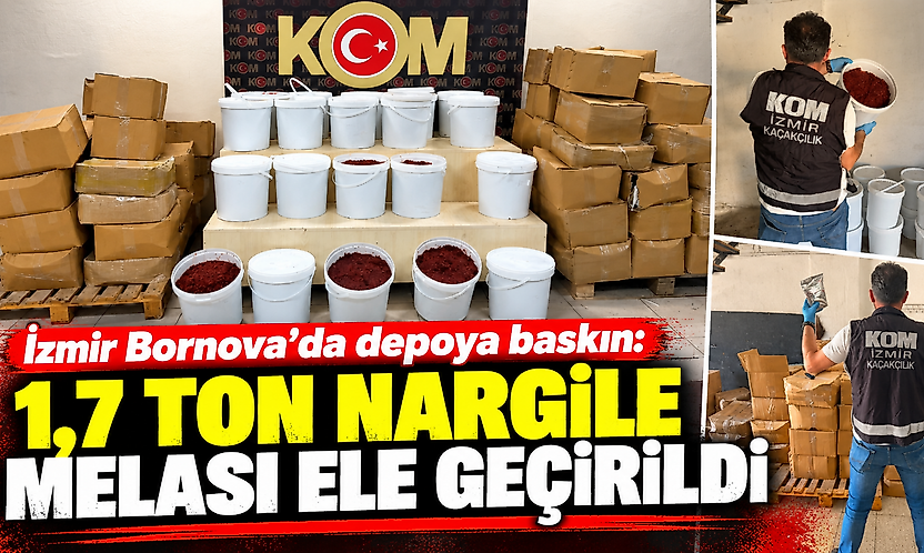 İzmir Bornova'da depoya baskın: 1,7 ton nargile melası ele geçirildi