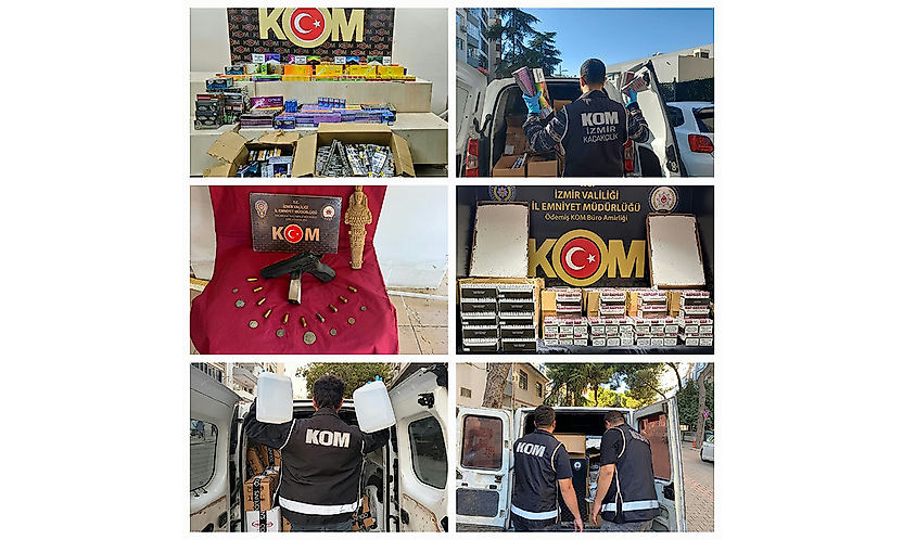 İzmir'de kaçakçılık operasyonu: Binlerce paket sigara ve yüzlerce litre alkol ele geçirildi