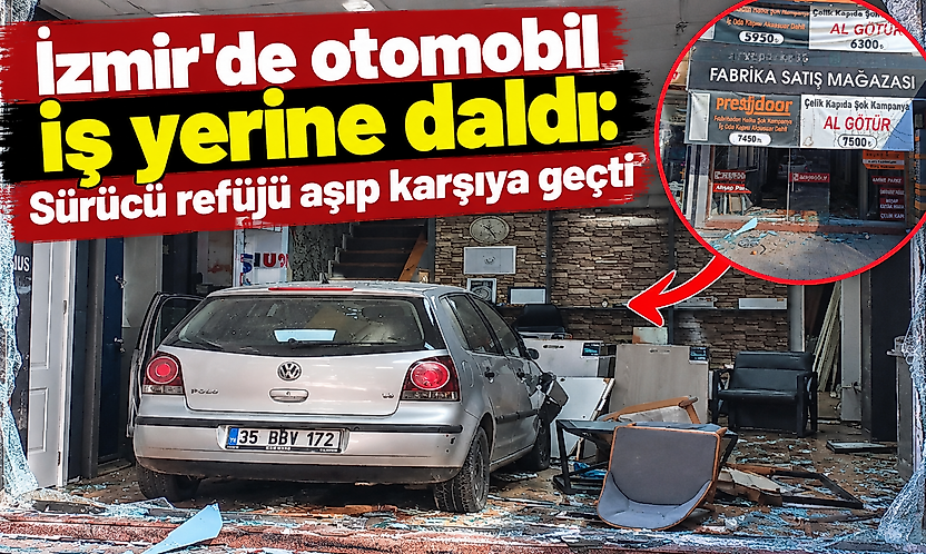 Konak'ta akılalmaz kaza: Otomobil önce karşı şeride, sonra dükkâna girdi!