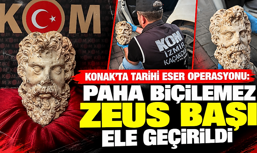 Konak'ta tarihi eser operasyonu: Paha biçilemez Zeus başı ele geçirildi