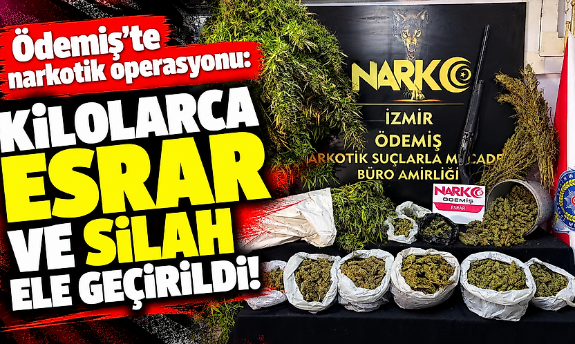 Ödemiş'te narkotik operasyonu: Kilolarca esrar ve silah ele geçirildi