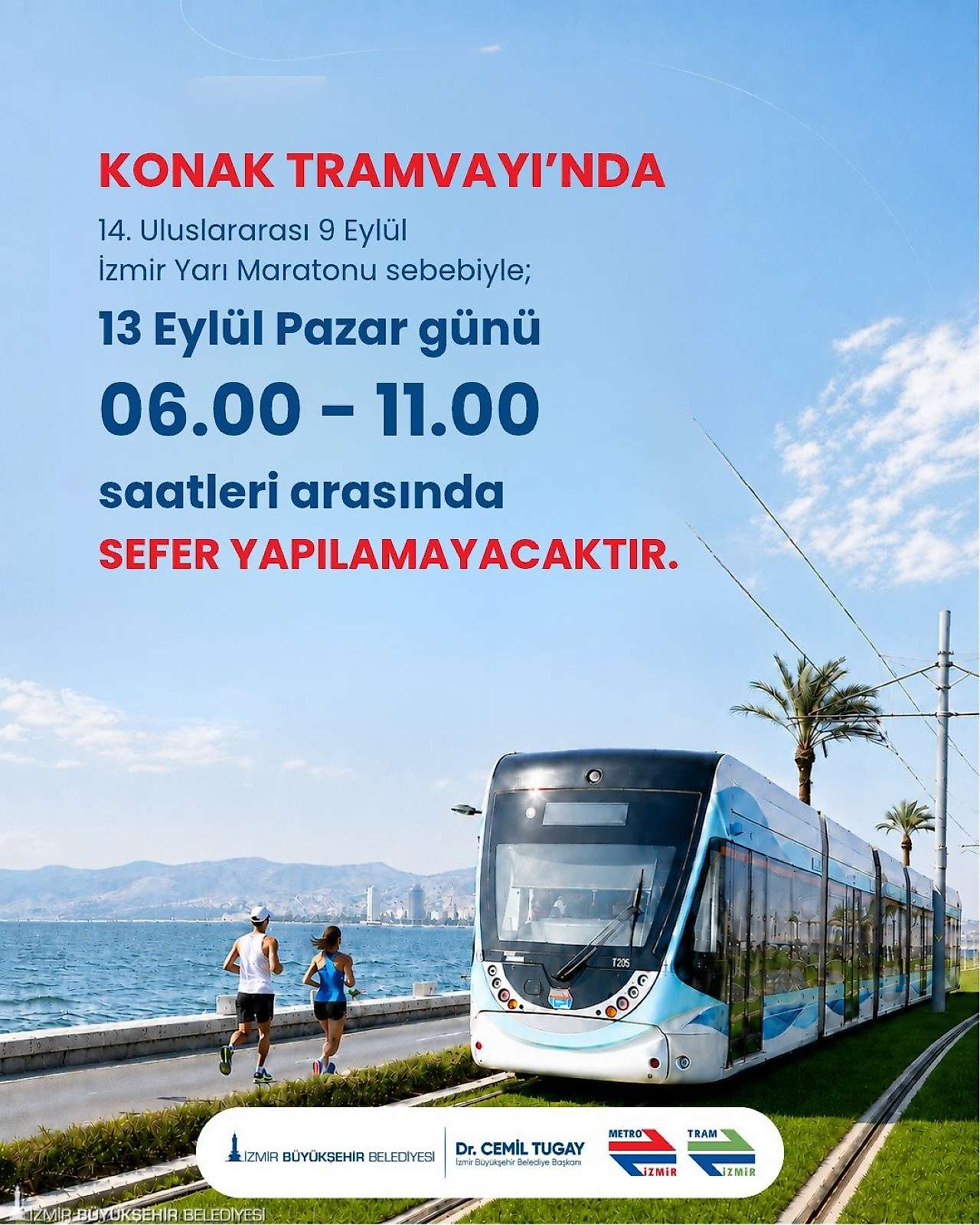 13 Eylül'de İzmir'de yollar ve tramvay kapalı olacak, 8 ESHOT hattının güzergâhı değişecek!